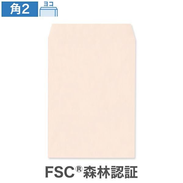 KR0212 角2封筒 パステルピンク CoC 100g/㎡ ヨコ貼